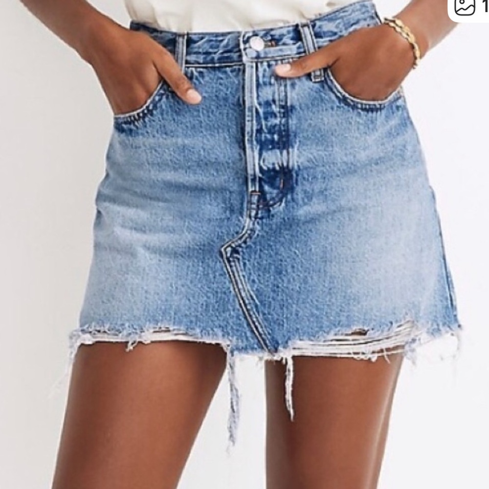 1 Madewell distressed Denim Skirt